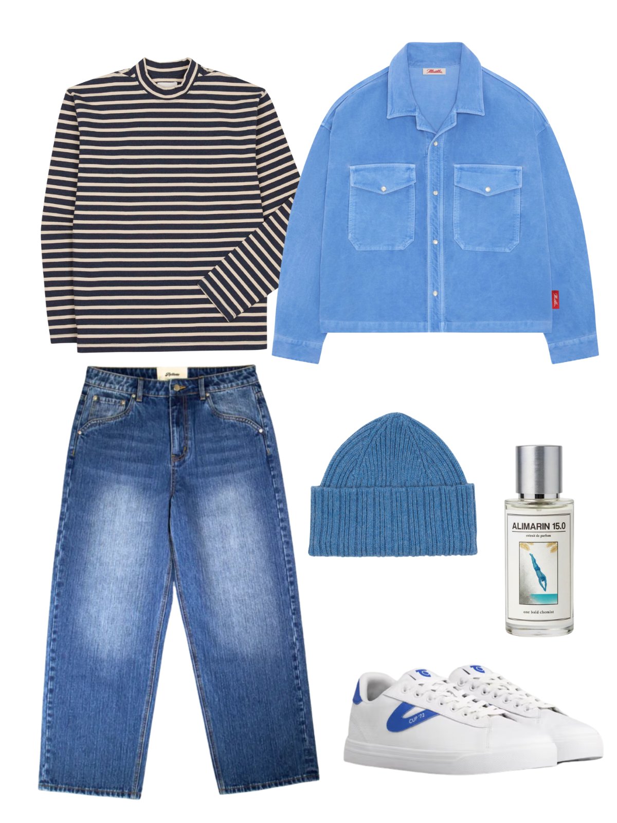 All Blue, All Day — streetwear — outfit herr — with shoes and t-shirt
