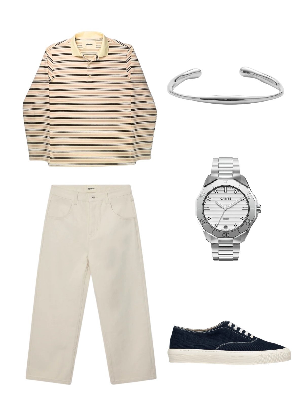 Stripes & Cream Denim — streetwear — outfit herr — with shirt and jeans