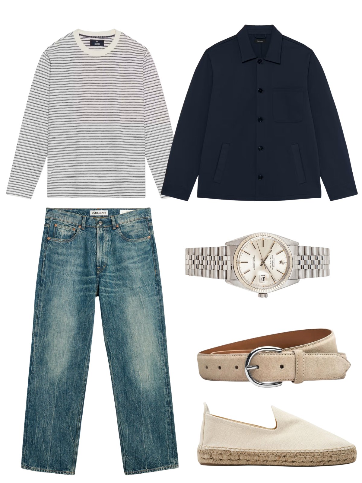 Navy & Worn Denim — casual — outfit herr — with accessories and shirt