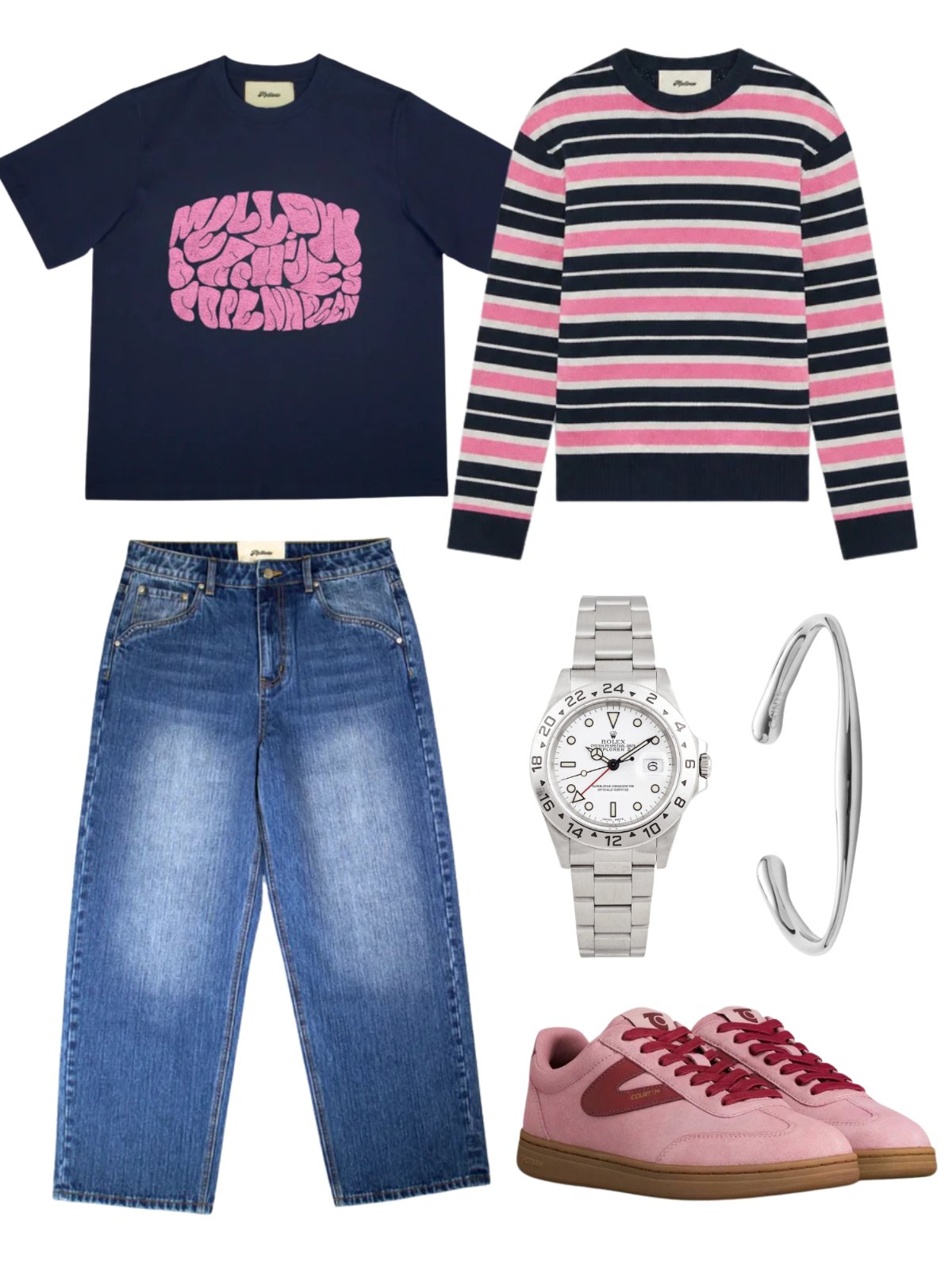 Navy Pink Street Edit — streetwear — outfit herr — with jeans and sweater
