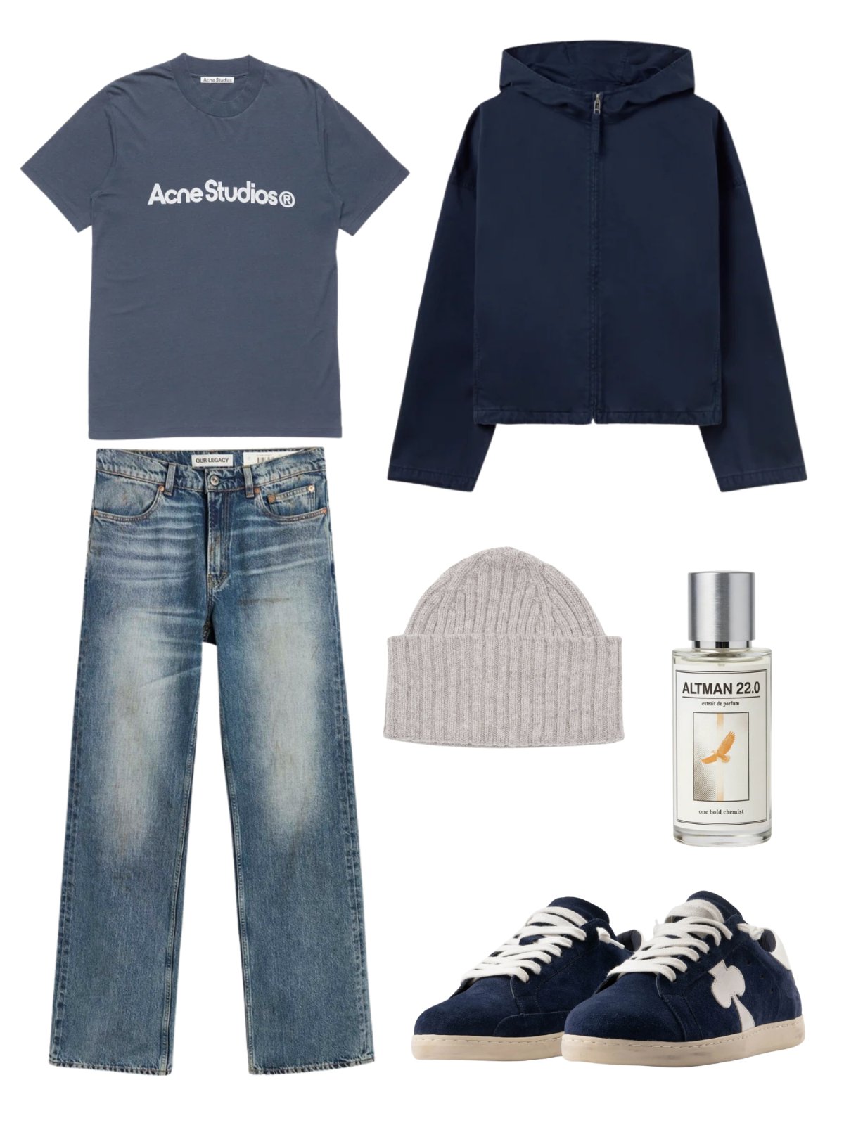 Navy Blue & Denim — casual — outfit herr — with accessories and jeans