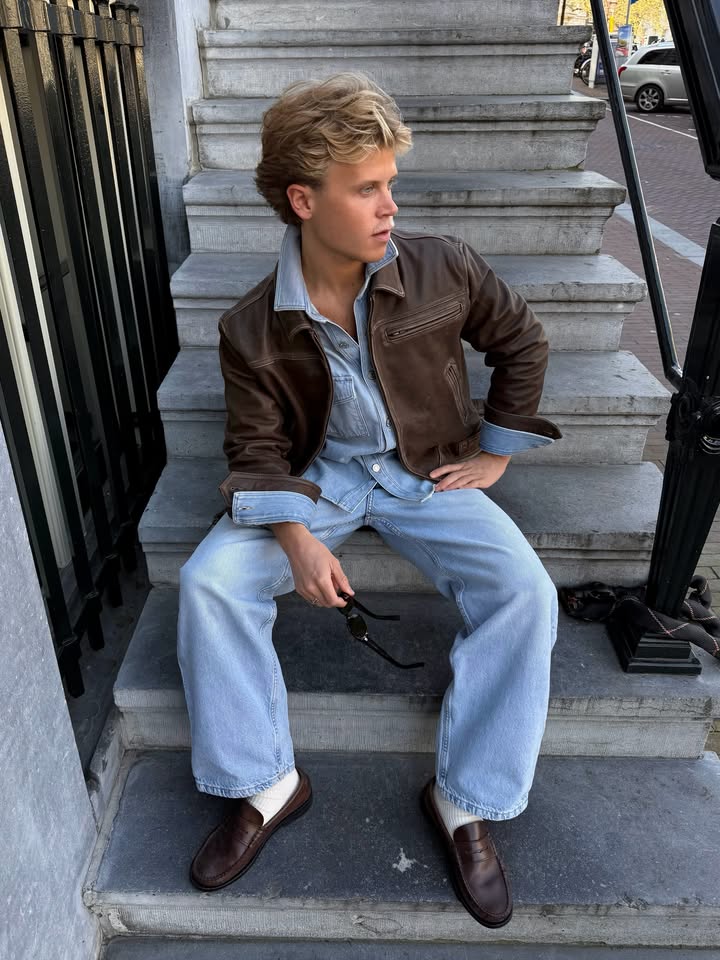 Aged Heavy Wash Leather Jacket