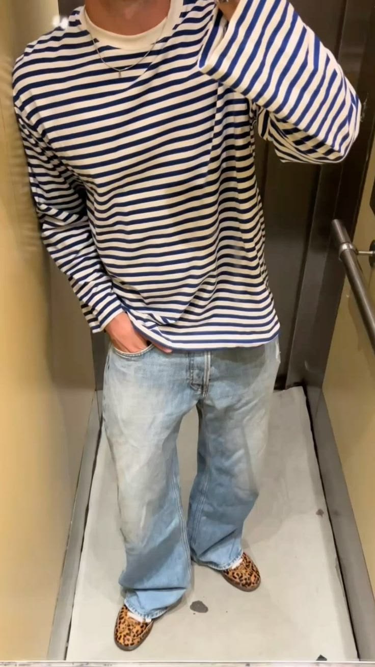 Randig T-shirt & Jeans